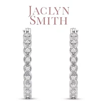 Lab Created 1/4 Carat Sparkling Moissanite Hoop Earrings, 3/4 Inch