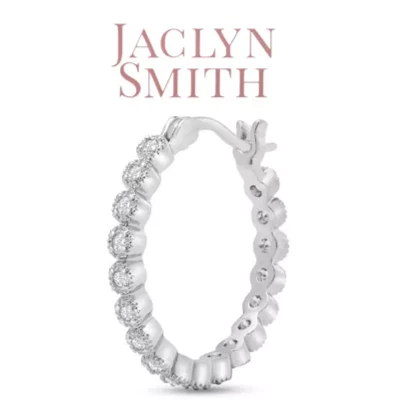 Lab Created 1/4 Carat Sparkling Moissanite Hoop Earrings, 3/4 Inch