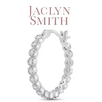 Lab Created 1/4 Carat Sparkling Moissanite Hoop Earrings, 3/4 Inch