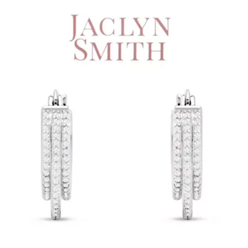 Lab Created 1/2 Carat Triple Sparkling Moissanite Hoop Earrings