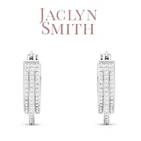 Lab Created 1/2 Carat Triple Sparkling Moissanite Hoop Earrings