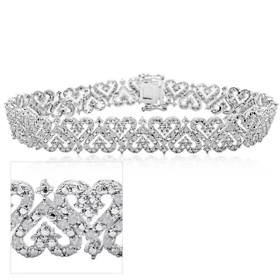 Lab Created 1 Carat Sparkling Moissanite Bracelet With Hearts, 7 Inches