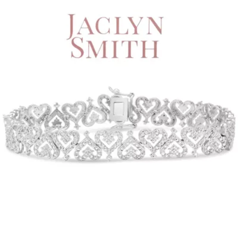 Lab Created 1 Carat Sparkling Moissanite Bracelet With Hearts, 7 Inches