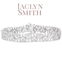 Lab Created 1 Carat Sparkling Moissanite Bracelet With Hearts, 7 Inches