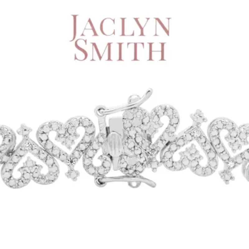 Lab Created 1 Carat Sparkling Moissanite Bracelet With Hearts, 7 Inches