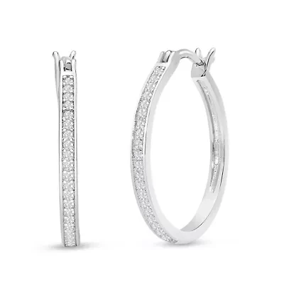 Lab Created 1/4 Carat Sparkling Moissanite Hoop Earrings