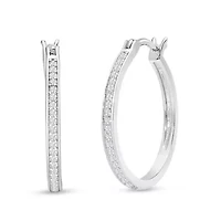 Lab Created 1/4 Carat Sparkling Moissanite Hoop Earrings