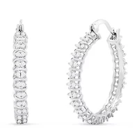 Lab Created 1/2 Carat Sparkling Moissanite Hoop Earrings, 1 Inch