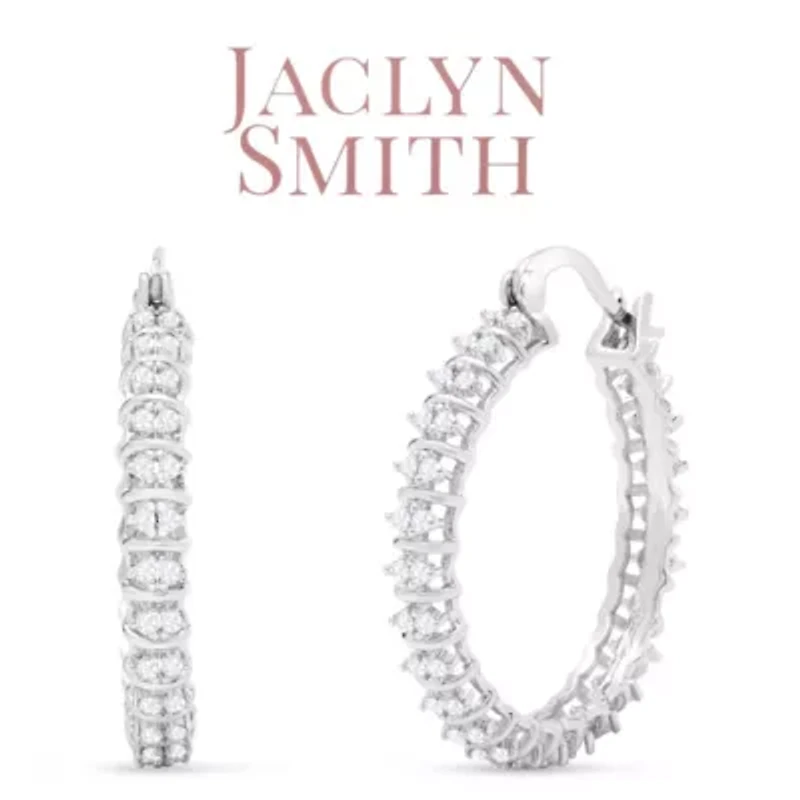Lab Created 1/2 Carat Sparkling Moissanite Hoop Earrings, 1 Inch