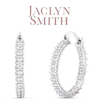 Lab Created 1/2 Carat Sparkling Moissanite Hoop Earrings, 1 Inch