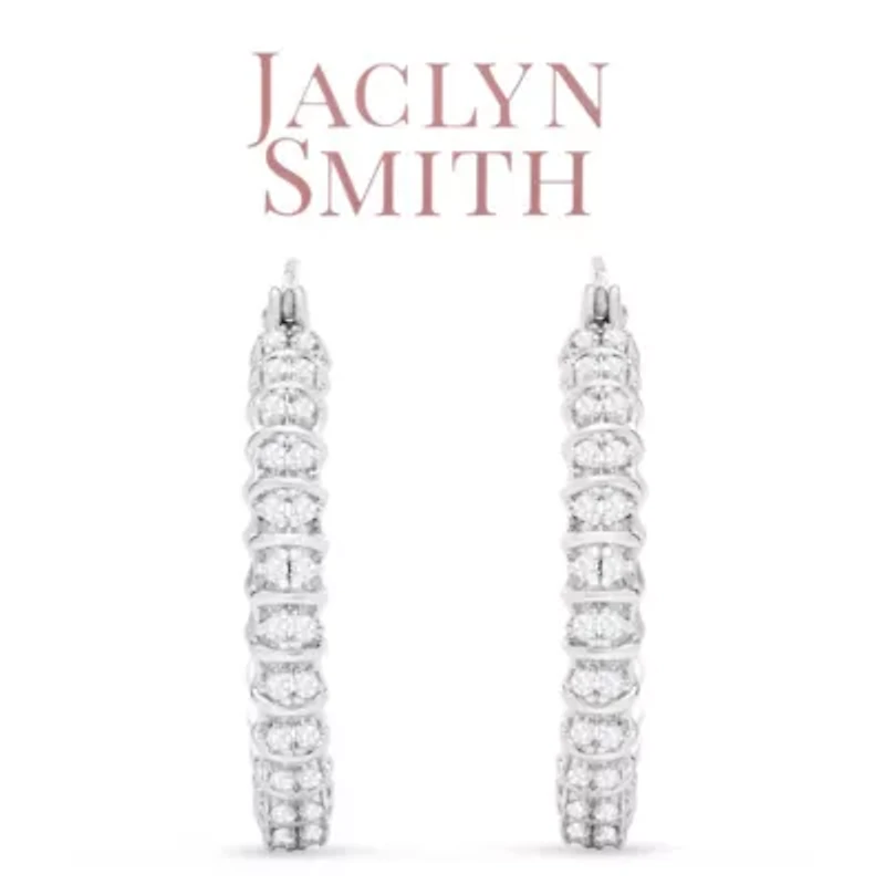 Lab Created 1/2 Carat Sparkling Moissanite Hoop Earrings, 1 Inch