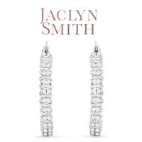 Lab Created 1/2 Carat Sparkling Moissanite Hoop Earrings, 1 Inch