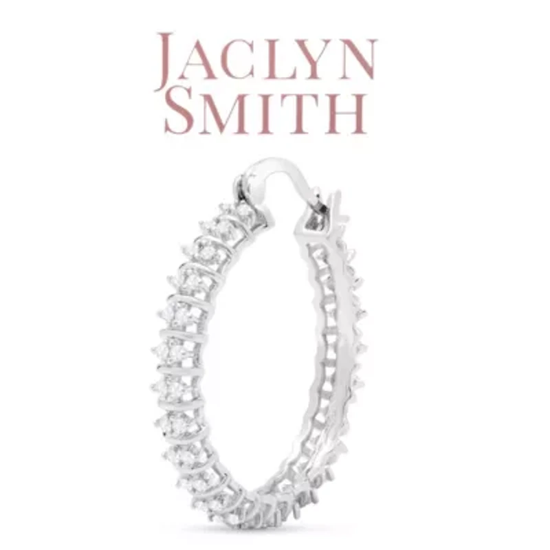 Lab Created 1/2 Carat Sparkling Moissanite Hoop Earrings, 1 Inch