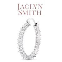 Lab Created 1/2 Carat Sparkling Moissanite Hoop Earrings, 1 Inch