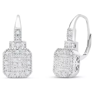 Lab Created 1/4 Carat Sparkling Moissanite Leverback Earrings, 3/4 Inch