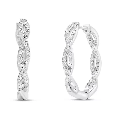 Lab Created 1/2 Carat Sparkling Moissanite Infinity Hoop Earrings, 1 Inch