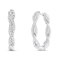Lab Created 1/2 Carat Sparkling Moissanite Infinity Hoop Earrings, 1 Inch