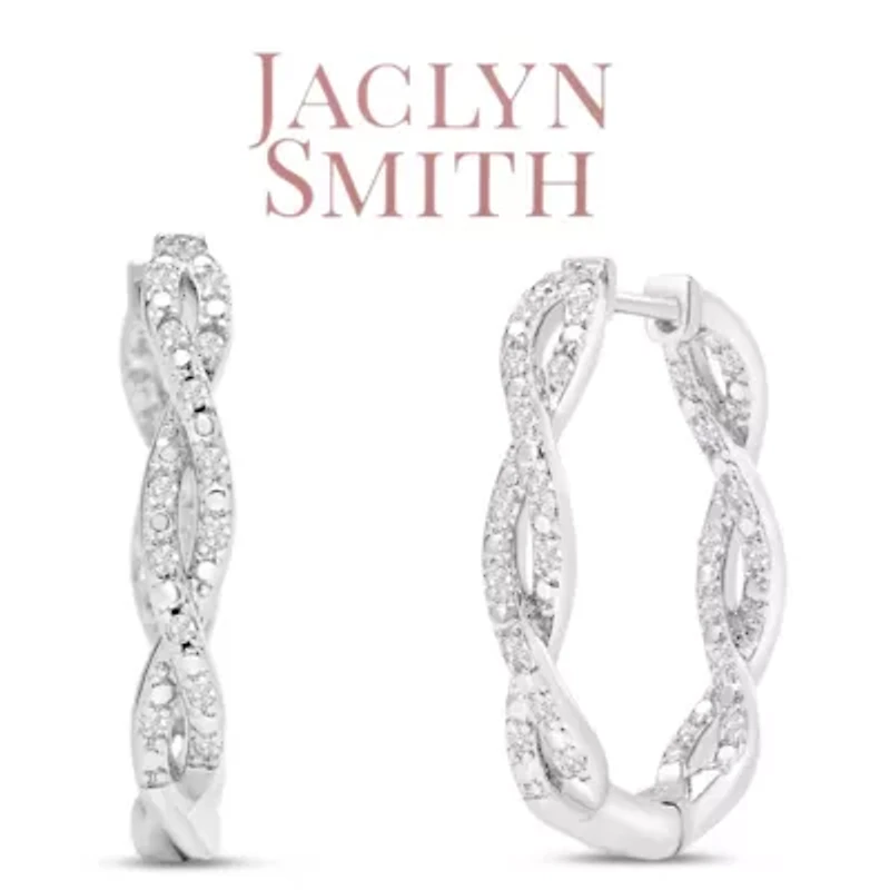 Lab Created 1/2 Carat Sparkling Moissanite Infinity Hoop Earrings, 1 Inch