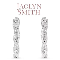 Lab Created 1/2 Carat Sparkling Moissanite Infinity Hoop Earrings, 1 Inch