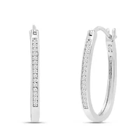 Lab Created 1/4 Carat Oval Shape Sparkling Moissanite Hoop Earrings, 1 Inch