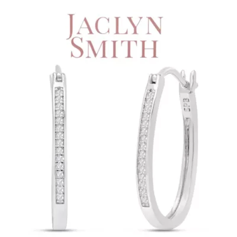 Lab Created 1/4 Carat Oval Shape Sparkling Moissanite Hoop Earrings, 1 Inch