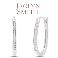 Lab Created 1/4 Carat Oval Shape Sparkling Moissanite Hoop Earrings, 1 Inch