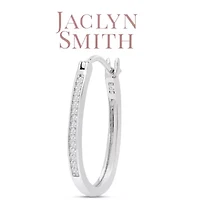 Lab Created 1/4 Carat Oval Shape Sparkling Moissanite Hoop Earrings, 1 Inch