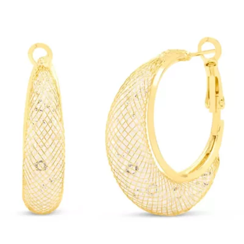 Jaclyn Smith Mesh Hoop Earrings in Gold