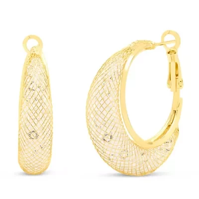 Jaclyn Smith Mesh Hoop Earrings in Gold