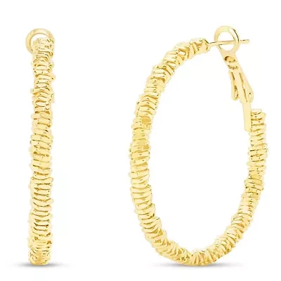 Jaclyn Smith Decorated Hoop Earrings In Gold