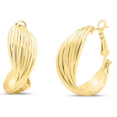 Jaclyn Smith Curved Hoop Earrings In Gold