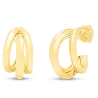 Jaclyn Smith Tri Hoop Earrings In Gold