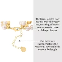 Four Strand Pearl and Gold Ball Bracelet, 7 Inches For Women