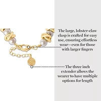 Elegant Gold and Pearl Bracelet, 7 Inches For Women