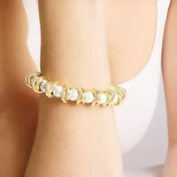 Elegant Gold and Pearl Bracelet, 7 Inches For Women