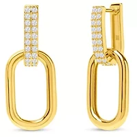 Martha Stewart Luna Gold Drop Earrings With Crystals