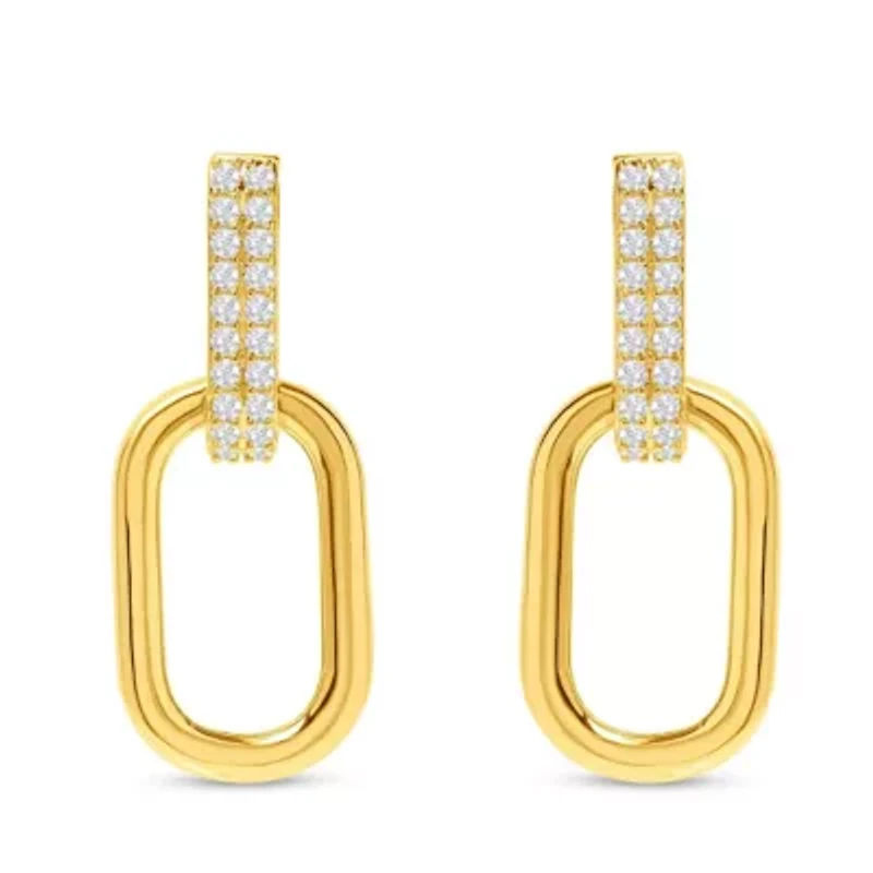 Martha Stewart Luna Gold Drop Earrings With Crystals