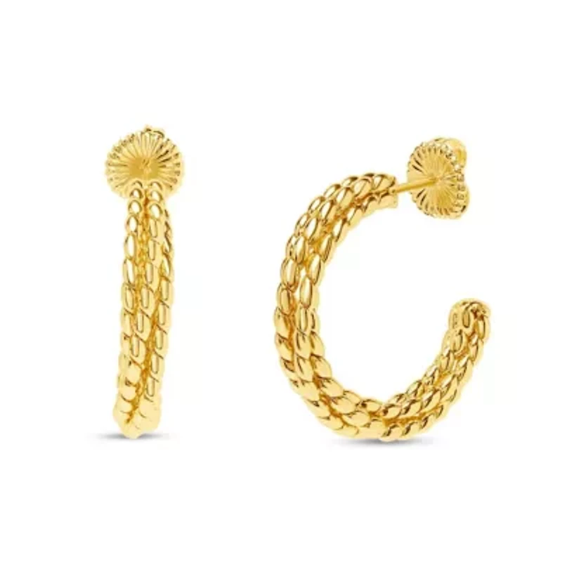 Martha Stewart Beaded Gold Hoop Earrings