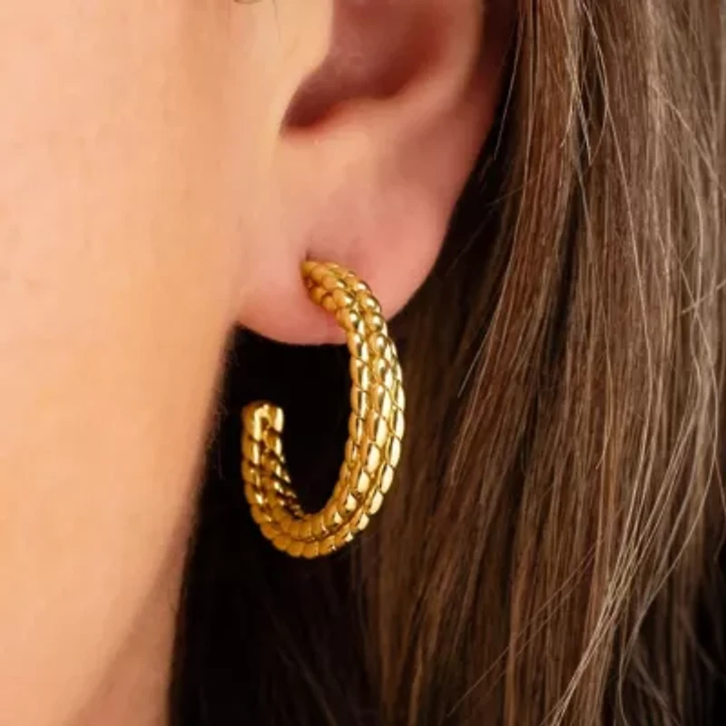 Martha Stewart Beaded Gold Hoop Earrings