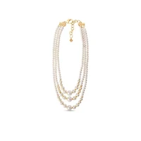 Three Strand Pearl Necklace In Gold