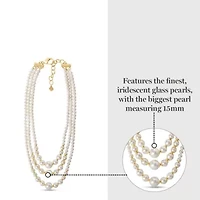 Three Strand Pearl Necklace In Gold