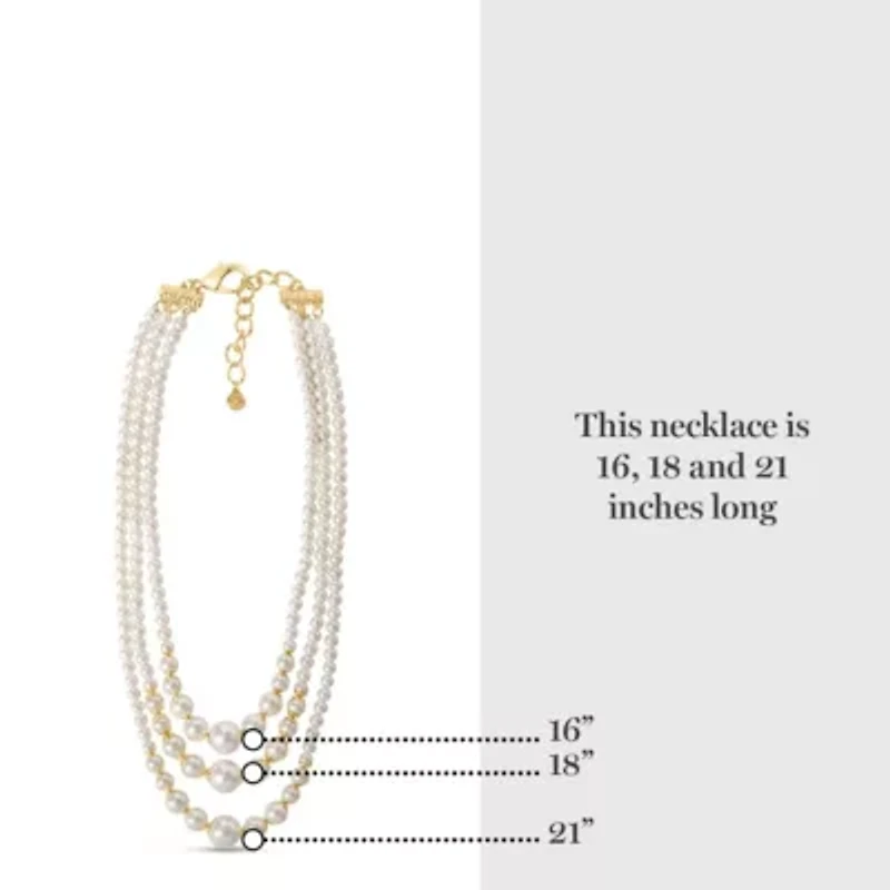 Three Strand Pearl Necklace In Gold