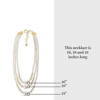 Three Strand Pearl Necklace In Gold