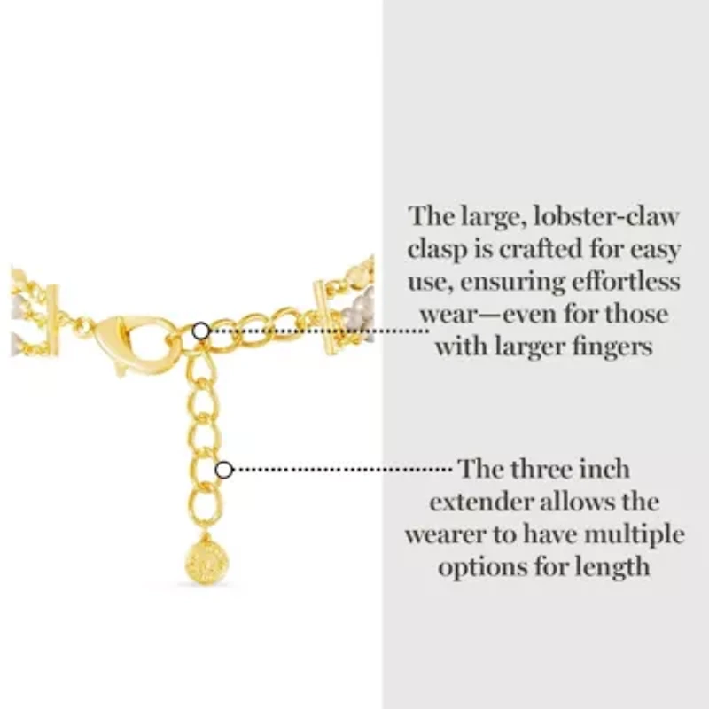 Three Strand Pearl Necklace In Gold