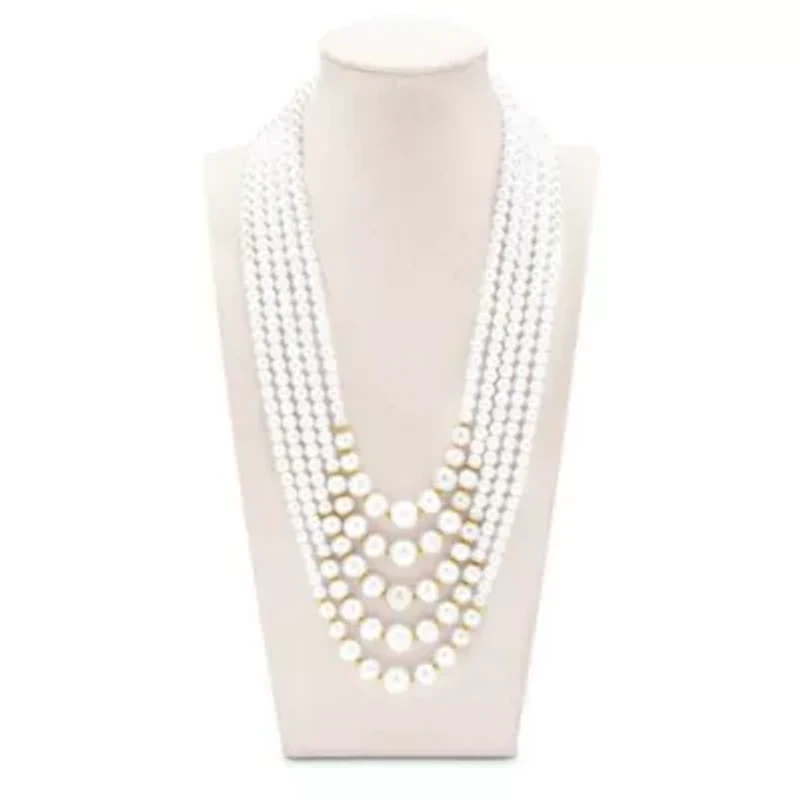 Five Strand Pearl Necklace In Gold