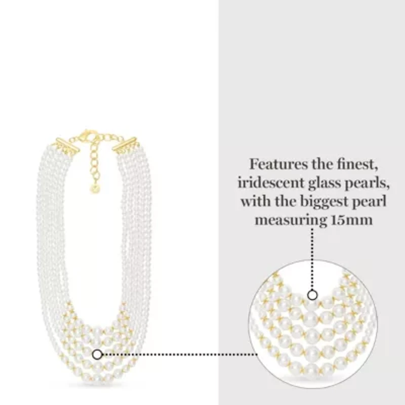 Five Strand Pearl Necklace In Gold
