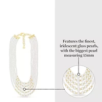 Five Strand Pearl Necklace In Gold