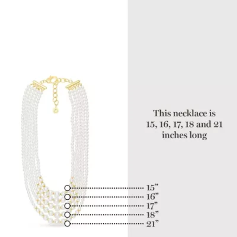Five Strand Pearl Necklace In Gold