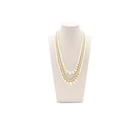 Traditional Three Strand Pearl and Ball Necklace In Gold