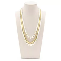 Traditional Three Strand Pearl and Ball Necklace In Gold